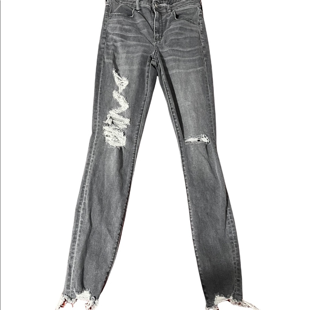 Gray American eagle next level stretch skinny jeans